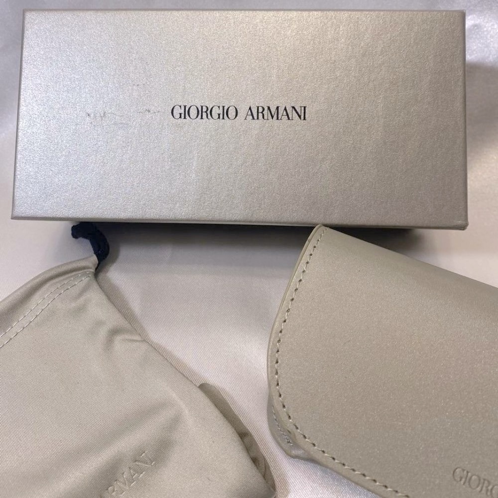 Giorgio Armani Sunglasses Case,Silver Hard Clamshell,Boxed, Drawstring Bag, Card - Picture 5 of 12